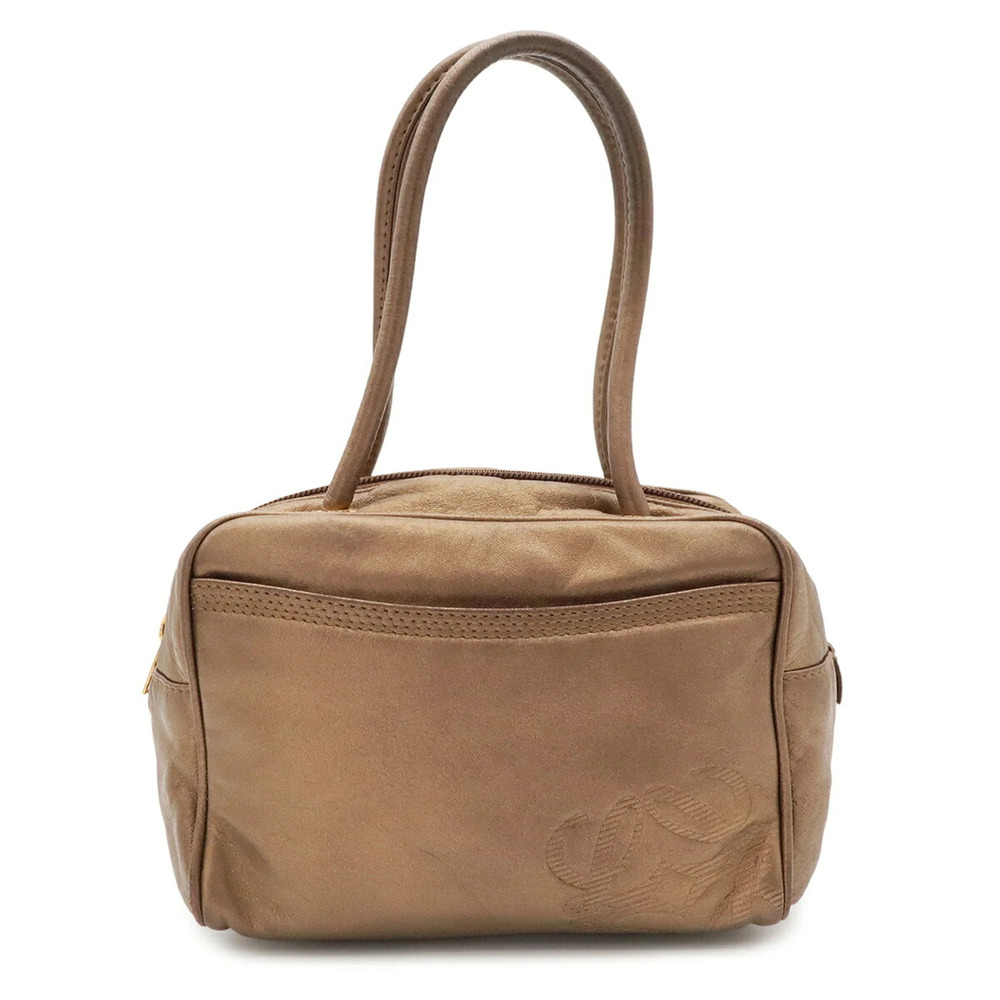 LOEWE (Loewe) Old Loewe Anagram Handbag, Leather, Metallic Bronze